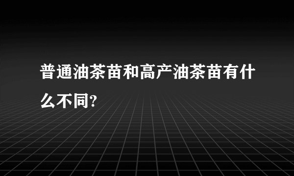 普通油茶苗和高产油茶苗有什么不同?