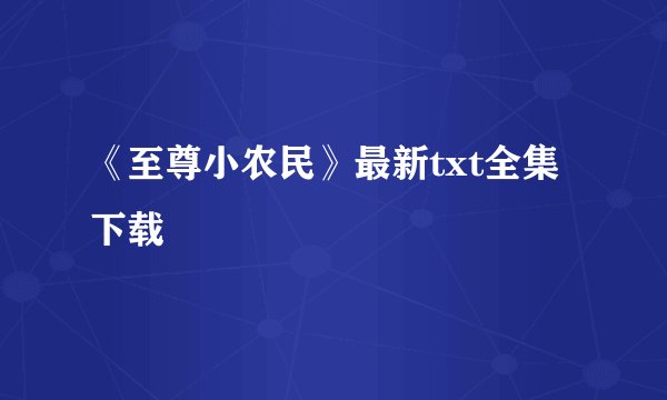 《至尊小农民》最新txt全集下载