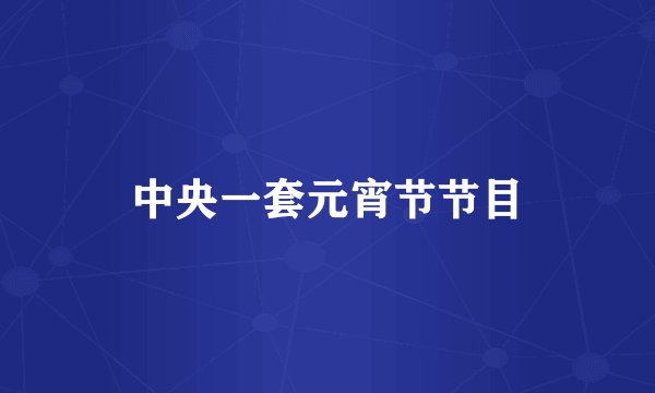 中央一套元宵节节目