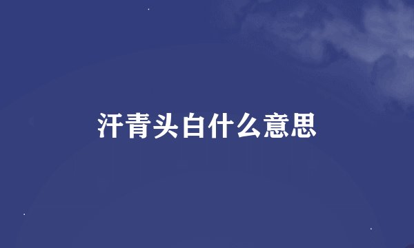 汗青头白什么意思