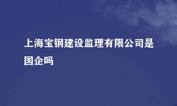 上海宝钢建设监理有限公司是国企吗