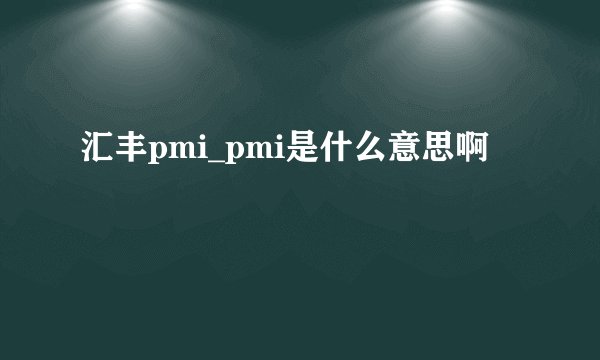 汇丰pmi_pmi是什么意思啊
