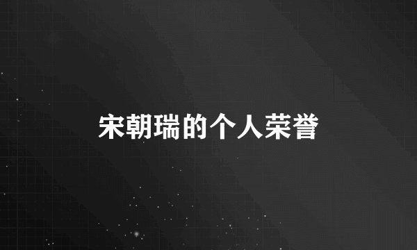 宋朝瑞的个人荣誉