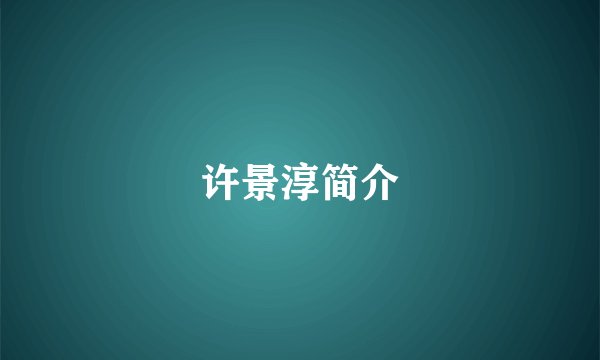 许景淳简介
