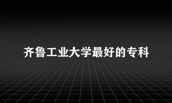 齐鲁工业大学最好的专科