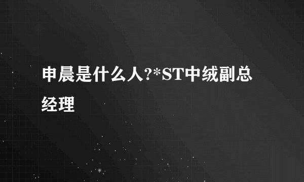 申晨是什么人?*ST中绒副总经理
