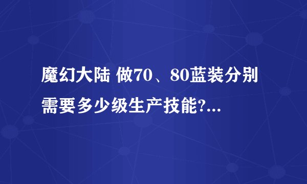 魔幻大陆 做70、80蓝装分别需要多少级生产技能?配方都在哪买?