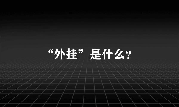 “外挂”是什么？