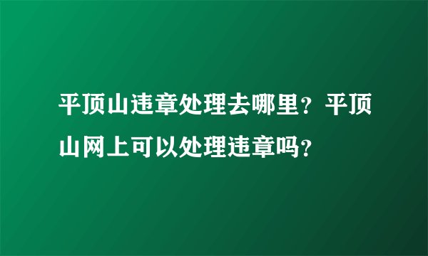 平顶山违章处理去哪里？平顶山网上可以处理违章吗？