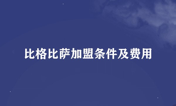 比格比萨加盟条件及费用
