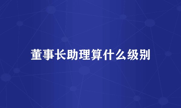 董事长助理算什么级别