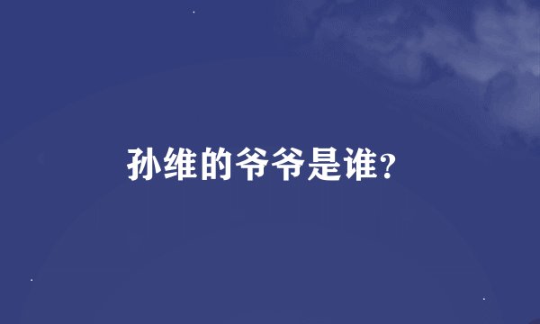 孙维的爷爷是谁？