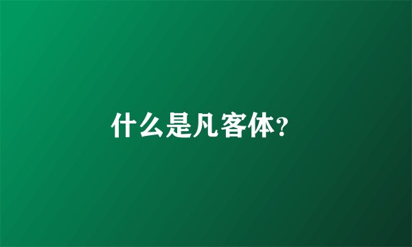 什么是凡客体？