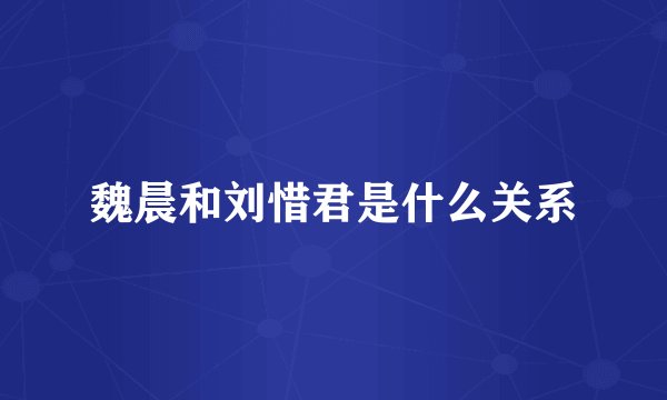 魏晨和刘惜君是什么关系