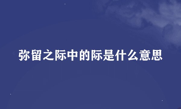 弥留之际中的际是什么意思