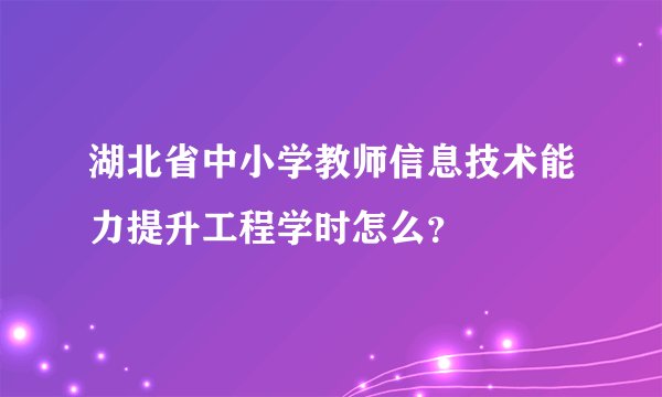 湖北省中小学教师信息技术能力提升工程学时怎么？