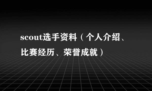 scout选手资料（个人介绍、比赛经历、荣誉成就）