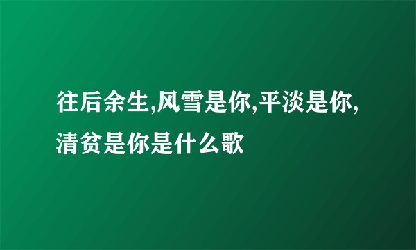 往后余生,风雪是你,平淡是你,清贫是你是什么歌