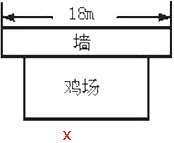 数学题：【求各位大大帮忙】如图某农场要建一个长方形的养鸡场,机场的一边靠墙(墙长18m)