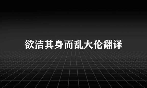 欲洁其身而乱大伦翻译