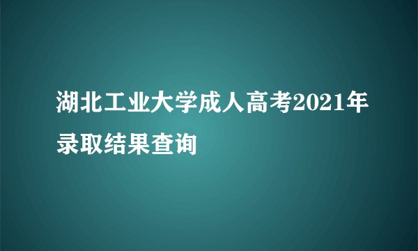 湖北工业大学成人高考2021年录取结果查询