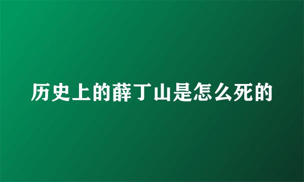 历史上的薛丁山是怎么死的