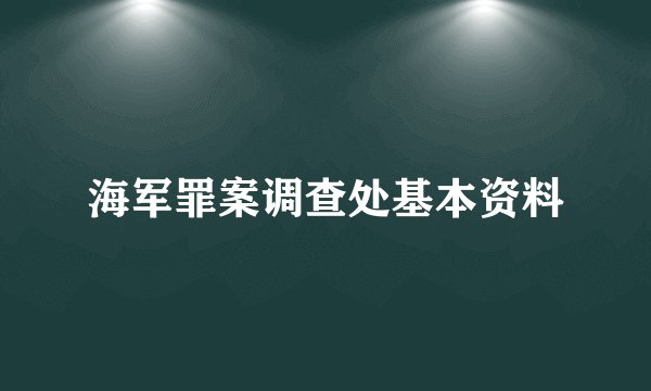 海军罪案调查处基本资料