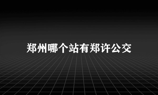 郑州哪个站有郑许公交