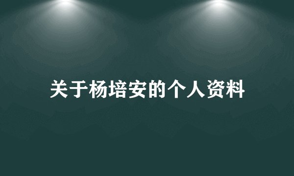 关于杨培安的个人资料