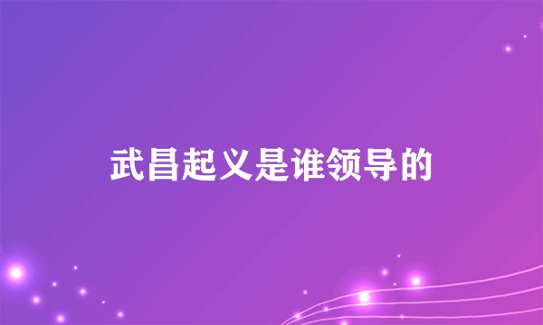 武昌起义是谁领导的