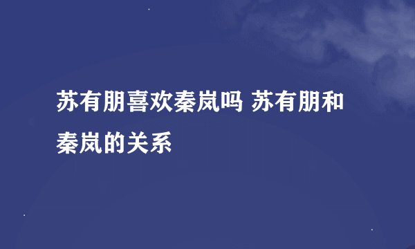 苏有朋喜欢秦岚吗 苏有朋和秦岚的关系