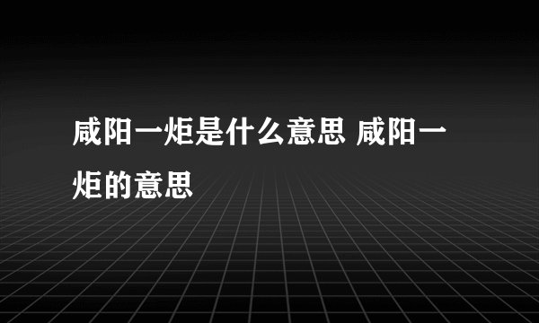 咸阳一炬是什么意思 咸阳一炬的意思
