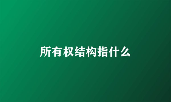 所有权结构指什么