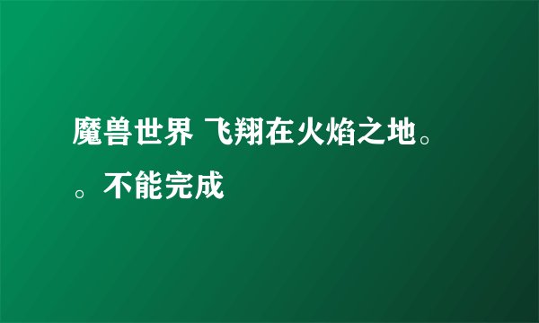 魔兽世界 飞翔在火焰之地。。不能完成