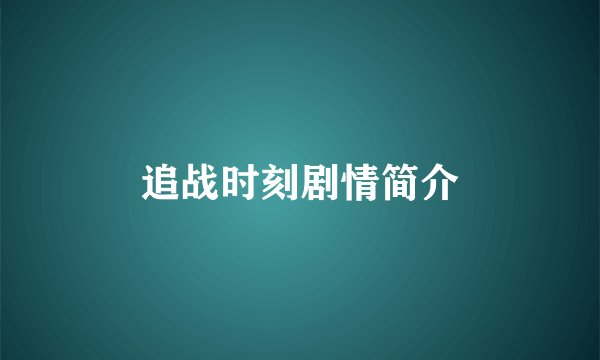 追战时刻剧情简介