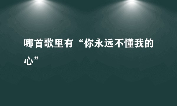哪首歌里有“你永远不懂我的心”