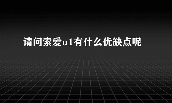 请问索爱u1有什么优缺点呢