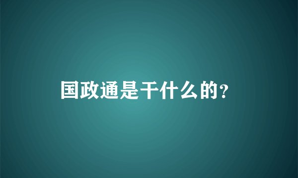 国政通是干什么的？