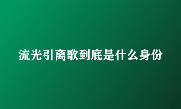 流光引离歌到底是什么身份