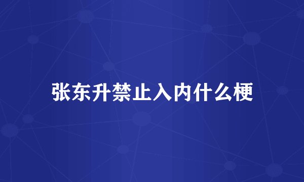 张东升禁止入内什么梗