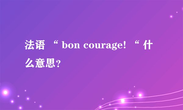 法语 “ bon courage! “ 什么意思？