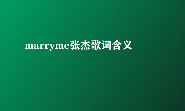 marryme张杰歌词含义
