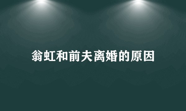 翁虹和前夫离婚的原因