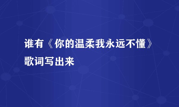 谁有《你的温柔我永远不懂》歌词写出来