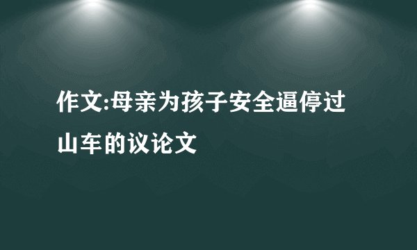 作文:母亲为孩子安全逼停过山车的议论文