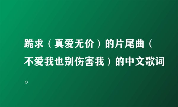 跪求（真爱无价）的片尾曲（不爱我也别伤害我）的中文歌词。