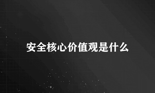 安全核心价值观是什么