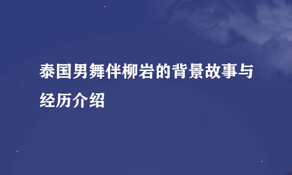 泰国男舞伴柳岩的背景故事与经历介绍