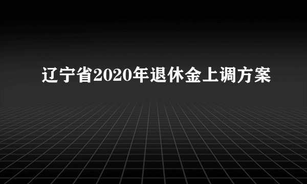 辽宁省2020年退休金上调方案