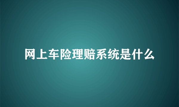 网上车险理赔系统是什么